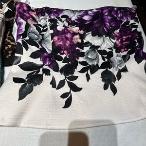 White House Black Market Floral Tube Top - Purple and Black